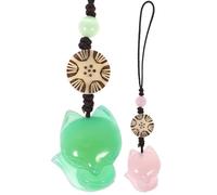 Tofficu 2 Piezas Colgantes de Jade Forma de Zorrillo Verde y Rosa Decoración Chic para Móvil Llaveros y Bolsos Amuletos Femeninos Resistentes y Elegantes