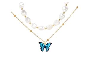 Tofficu 2 Piezas Collar de Perlas Barroco Colgante de Cadena para Mujer | Aleación y Perla, Estilo Elegante y Moderno, Uso Diario y Oficina, para Capas Cuello