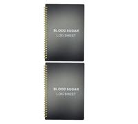 Tofficu 2 Piezas Cuaderno de Registro de Glucosa en Sangre, Cuaderno de Historial Médico A5, Espiral, 60 Páginas, Papel Negro, Portátil, para Control Diario y Registros Médicos Personales