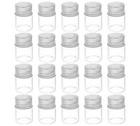 Tofficu 20 Mini Botellas de Vidrio Transparente de 5 Ml con Tapa de Rosca de Aluminio Plateada, Frascos Pequeños Vacíos para Manualidades, Mensajes y Decoración Hogar