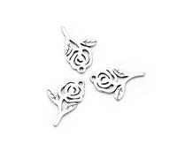 Tofficu 20 Unids Colgante De Acero Inoxidable Simulación Hollow Rose Shape Colgantes Colgantes Para DIY Joyería Collar Pendientes Fabricación (plata)