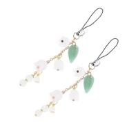 Tofficu 2piezas Colgante de Jade de Lirio Valles Bonito Colgante de Flores para Celulares Bolsos y Llaveros Decoración para Teléfono Amuleto para Teléfono
