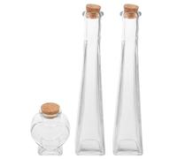 Tofficu 3 Piezas Botellas de Vidrio Transparentes para Ceremonia de Arena Decoración de Boda con Tapón de Corcho Frascos Resistentes y Reutilizables para Recuerdos y Manualidades