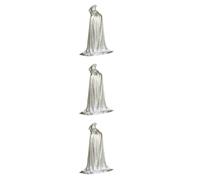 Tofficu 3 Piezas Capa Capucha Plateada Unisex para Halloween y Navidad | Tela, Rol y Escena, Diseño Largo para Reyes y Brujas, Adecuado para Fiesta, Teatro y Mascaradas