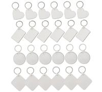 Tofficu 36 piezas Llaveros MDF para Sublimación Doble Cara Accesorios DIY para Transferencia de Calor Llaveros Cuadrada Corazón y Redonda para Manualidades y Regalos Personalizados