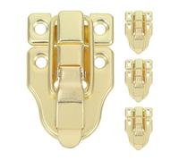 Tofficu 4 Cerraduras de Caja Pestillo de Hierro Dorado, Juego de 4 Piezas, Cierre de Palanca para Cajas de Madera Pequeñas, Pestillo Retro para Joyeros y Cofres Decorativos, Herrajes