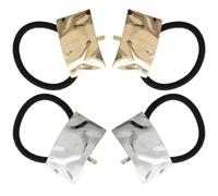 Tofficu 4 Gomas Pelo Metálicas para Mujer, Coleteros Elásticos Pequeños en Plata y Dorado, Accesorios Cabello Prácticos y Ligeros, Ideales para Peinados Diarios