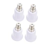 Tofficu 4 Piezas Adaptador Portalámparas E14 a E27 Conversor de Base para Bombillas, Extensión de Casquillo Plástico Seguro, Compatible Iluminación Hogar y Oficina