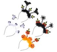 Tofficu 4 Piezas Diadema Creativa de Halloween para Niñas Calabaza y Murciélago, Tela No Tejida Portátil para Fiesta de Halloween y Accesorios Cabello