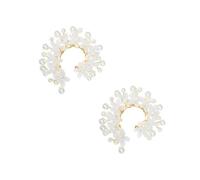 Tofficu 4 Piezas Pendientes Tipo Ear Cuff de Flores con Perlas, Clip Ligero y Cómodo para Bodas y Uso Diario, Accesorios Elegantes Inspirados en Elfos para Mujer
