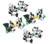 Tofficu 4 Pinzas Pelo Lazos de Fútbol Infantiles Accesorios Cabello Estampado de Fútbol Diseño Glitter Tela y Metal Obsequio Adecuado para Niñas