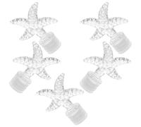 Tofficu 5 Tapones Decorativos para Botellas de Perfume, Tapón de Botella de Cristal Transparente con Vintage de Estrella de Mar, Sellado Hermético, Recargables, Ideales para Viaje