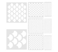 Tofficu 8 Piezas Set Textura Realista de Plantillas Reutilizables de Escamas de Peces en Pet Blanco para Dibujo y Arte DIY en Aulas y Decoración de Paredes