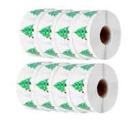 Tofficu 8 Rollos Etiquetas Adhesivas de Árbol de Navidad de Pulg Pegatinas Festivas para Sellado de Sobres y Embalaje de Regalos Etiquetas Couché Resistente la Decoloración para Decoración