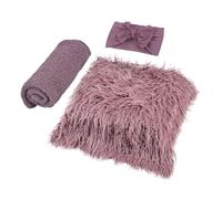 Tofficu Accesorio de Fotografía para Ñiño 3 Piezas Set Manta Suave, Paño Elástico y Banda Cabeza, Color Neutro, Adecuado para Fotos de Recién Nacido y Sesiones Fotográficas Infantiles