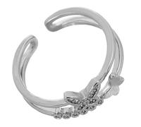 Tofficu Anillo de Doble Capa para Mujer Diseño de Alas, Ajustable y Abierto, Anillo Decorativo de Cobre, Joyería de Moda para Dedo, Obsequio Elegante para Uso Diario