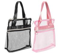 Tofficu Bolsa de Ducha Portátil de Nailon con Asas Negras y Rosas, 2 Unidades, Secado Rápido, Organizador Espacioso para Baño, Gimnasio y Viaje, Bolsa de Aseo para Hombre y Campamento