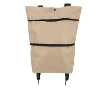 Tofficu Bolsa de Supermercado Reutilizable con Ruedas Plegables Gran Capacidad Asa Ajustable Bolsa de Carrito de Compras Portátil para Compras y Lavandería Color Caqui para Exteriores