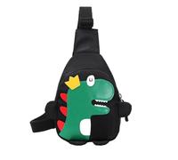 Tofficu Bolso Bandolera Diseño de Dinosaurio de Nylon Negro, Capacidad Moderada y Cierre de Cremallera, Estilo Animal de Dibujos Animados para Uso en Cumpleaños y Ocio