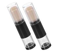 Tofficu Brocha de Maquillaje Recargable para Base y Polvos, Pincel Facial de Fibra Color Beige, Set 2 Piezas para Viaje y Retoques, Herramienta Cosmética Portátil y Compacta