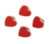 Tofficu Broche de Aleación en Forma de Corazón Rojo, Set de 4 Piezas, Pin para Solapa y Ropa, Accesorio de Moda para Fiestas y San Valentín, Clip para Collar y Decoración Femenina