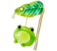 Tofficu Broche de Rana Decorativo de Aleación para Ropa y Sombreros, Pin de Solapa Creativo Color Verde Hoja, Accesorio para Mochila, Chaquetas y Bufandas, Broche Estético Único para