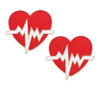 Tofficu Broches Creativos de Corazón Diseño de Electrocardiograma, 2 Piezas Metálicas en Rojo, Ideales para Estudiantes de Medicina y Personal Sanitario en Clínica