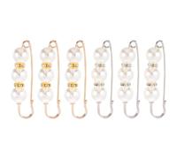 Tofficu Broches de Perlas para Mujer 6 Piezas Juego Pin de Solapa Dorado y Blanco K, Accesorios Decorativos para Suéter, Cárdigan y Vestido, Adecuado para Bodas y Ceremonias