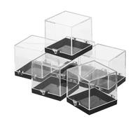 Tofficu Caja de Exhibición Transparente para Minerales y Piedras de Colección, 6 Piezas, Tamaño 52x52x52 Mm, Base Negra para Resaltar Detalles, Adecuado para Almacenamiento y Organización