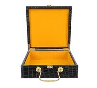 Tofficu Caja de Madera Tapa Abatible para Almacenamiento Portátil de Cigarros, Diseño Textura Imitación Cocodrilo, Tamaño 20.5x20.5x7.5 Cm, Estuche Resistente para Cigarros y Obsequio