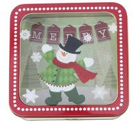Tofficu Caja de Metal para Galletas y Dulces Navideños Ventana Transparente, Caja Cuadrada Resistente para Almacenamiento y Decoración Festiva