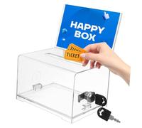 Tofficu Caja Transparente de Acrílico con Cerradura para Donaciones y Urna Resistente para Tarjetas con Llave para Oficinas y Escuelas