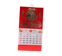 Tofficu Calendario Colgante de Pared 2027 Año del Carnero Diseño Oriental en Papel Rojo, Destacando Fechas Clave y Calendario Lunar para Restaurante y Sala de Estar