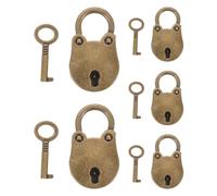 Tofficu Candado Vintage Pequeño de Metal con Llave, Juego de 5 Piezas para Joyero, Diario, Equipaje y Caja, Candado Retro Decorativo Tamaño 24x39x8 Mm para Protección Segura y Portátil