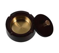 Tofficu Cenicero con Tapa Resistente al Viento, de Madera con Revestimiento Metálico, Cenicero Portátil para Fumar en Casa y Oficina, Accesorio Decorativo para Patio y Escritorio, Diseño