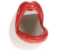 Tofficu Cenicero Práctico para Olor de Cerámica Rojo con Diseño de Boca Grande Ideal para Ambiente y Fiestas