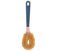 Tofficu Cepillo para Fregar Ollas de Fibra Natural de Cáscara, Mango Largo, Color Azul Oscuro, Cepillo para Limpiar Platos Resistente y Portátil, Adecuado para Limpieza Diaria en Cocina