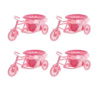 Tofficu Cesta Decorativa Tejida para Bicicleta Triciclo, Macetero Portátil de Ratán Sintético Resistente al Agua, Set de 4 Piezas en Color Rosa, Adecuado para Bodas, Jardín y