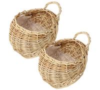 Tofficu Cestas Colgantes De Mimbre 9X7 Pulgadas Juego De 2 Canastas Colgantes Tejidas para Plantas Flores Almacenaje Decoración Hogar Cocina Baño