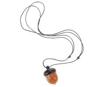 Tofficu Colgante de Bellota de Madera de Ébano Desmontable, Caja Gawu Tapa, Collar Largo Ajustable Cuerda Trenzada, Accesorio de Joyería Natural para Mujer, Joya Artesanal de Otoño