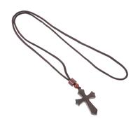 Tofficu Collar Religioso de Madera Negra Cruz Tallada a Mano, Colgante Espiritual Unisex para Oración y Comunión, Joyería Cristiana Artesanal para Ceremonias y Uso Diario