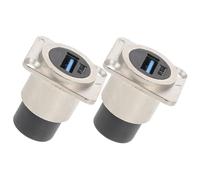 Tofficu Conector USB Panel Montaje Reforzado Paso Acoplador Hembra Doble Compatible USB Transmisión