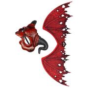 Tofficu Conjunto de Disfraz de Halloween Máscara de Demonio Roja y Alas de Tela No Tejida, Colores Brillantes y Cómodo para Eventos de Cosplay y Fiestas