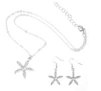 Tofficu Conjunto de Joyas Collar y Pendientes en Forma de Estrella de Mar, Pendientes Creativos y Elegantes Gotas Oído, Accesorios Femeninos para Fiesta, Boda y Ocasiones Obsequios, Color