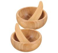 Tofficu Cuenco para Mezclar Mascarillas Faciales 2 Piezas Beige, Kit para Cuidado Piel en Casa y Salón, Herramienta Portátil para Mascarillas Cosméticas DIY