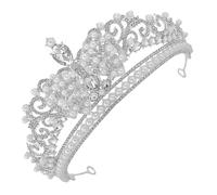 Tofficu Diadema para Boda Plateada Diseño de Tiara Princesa, Accesorio de Tocado Elegante para Novia E Invitada, Adorno Delicado Lazo para Fiesta y Celebración