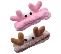 Tofficu Diadema para Maquillaje y Lavado Facial 2 Piezas, Elástica y Cómoda, Diseño de Cangrejo, Colores Karak y Rosa, Banda para Mujer y Niña, Adecuado para Spa y Cuidado Piel