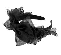 Tofficu Diadema Retro Negra Gran Lazo de Encaje Doble Capa, Tocado Elegante para Mujer y Niña, Accesorio para Cabello de Fiesta y Ceremonia, Adorno Delicado y Ligero para Peinados