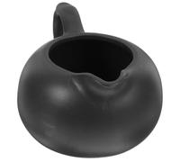 Tofficu Dispensador de Leche Cerámico Negro Mediano, Jarra de Crema para Café y Jarabe, Hervidor Pequeño para Cocina y Restaurante, Recipiente para Salsa y Condimentos, Auxiliar de Cocina