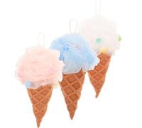 Tofficu Esponjas de Baño Exfoliantes en Forma de Helado, 3 Piezas (,), Esponja de Malla para Ducha, Herramienta de Limpieza Corporal, Accesorio para Cuidado Personal